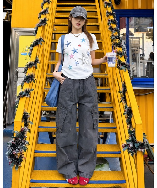 inst.ALL(インストール)の「オーシャンポップグラフィックTシャツ(Tシャツ/カットソー・レディース・ホワイト/ネイビー・M)」の8枚目の写真