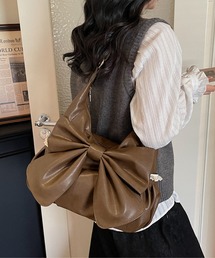 LAYERED ビッグ リボン PU ショルダーバッグ