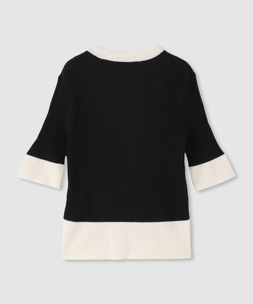 LOULOU WILLOUGHBY(ルルウィルビー)の「◇バイカラーキーネック5分袖カーディガン(カーディガン/ボレロ・レディース・ブラック/オフホワイト・2)」の21枚目の写真