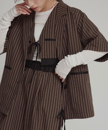 W:Huku（フーク）の「【W:Huku / ブロードストライプ】シングル シャツ ジャケット / Broad Stripe Single-Breasted Shirt Jacket（テーラードジャケット）」