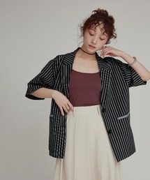 W:Huku（フーク）の「【W:Huku / ブロードストライプ】シングル シャツ ジャケット / Broad Stripe Single-Breasted Shirt Jacket（テーラードジャケット）」