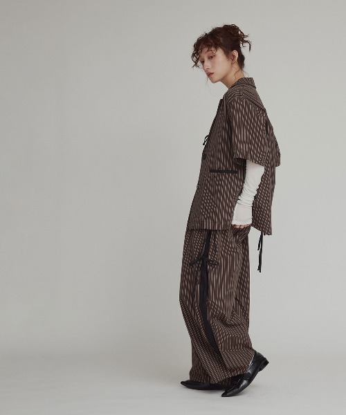 W:Huku(フーク)の「【W:Huku / ブロードストライプ】シングル シャツ ジャケット / Broad Stripe Single-Breasted Shirt Jacket(テーラードジャケット・レディース・ブルー/ブラウン/ブラック・FREE)」の8枚目の写真