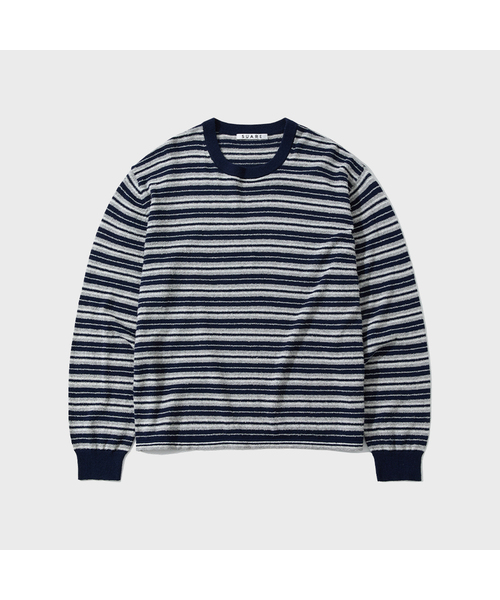 SUARE(スアレ)の「コットンブークルSTクロップニット - 2カラー(ニット/セーター・メンズ・ネイビー/バーガンディー・LARGE/X-LARGE/MEDIUM)」の2枚目の写真