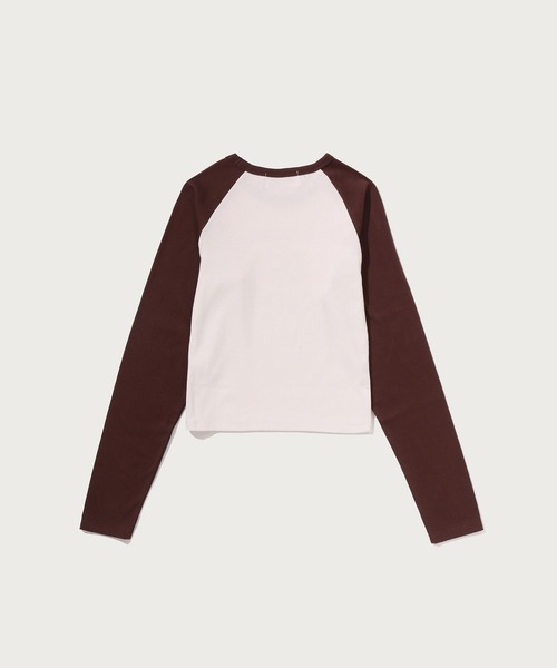 A BATHING APE（アベイシングエイプ）の「BABY MILO RAGLAN CROPPED LS TEE（Tシャツ/カットソー・レディース・ブラウン/ネイビー・SMALL/MEDIUM/LARGE）」の3枚目の写真