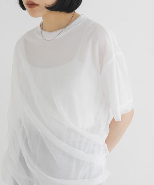 KBF（ケイビーエフ）の「シアーレイヤードTEE（Tシャツ/カットソー・レディース・オフホワイト/アイボリー/ブラック・ONE）」の5枚目の写真