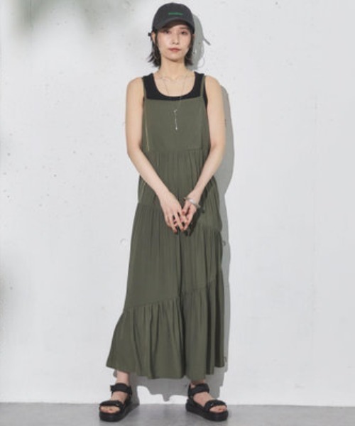 Doux archives（ドゥアルシーヴ）の「アシメティアードキャミワンピ（ワンピース・レディース・ブルー/ベージュ・38）」の15枚目の写真