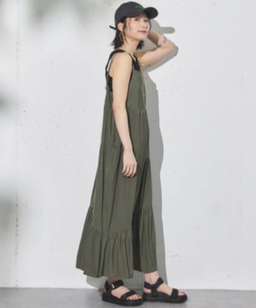 Doux archives（ドゥアルシーヴ）の「アシメティアードキャミワンピ（ワンピース・レディース・ブルー/ベージュ・38）」の18枚目の写真