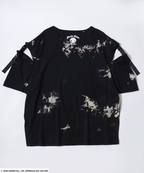 sanrio（サンリオ）の「クロミ 肩開き リボンストラップ ビッグTシャツ / ラインストーンロゴ オーバーサイズ ユニセックス（Tシャツ/カットソー・レディース・ホワイト/ブラック/ブラック系その他・44）」の8枚目の写真