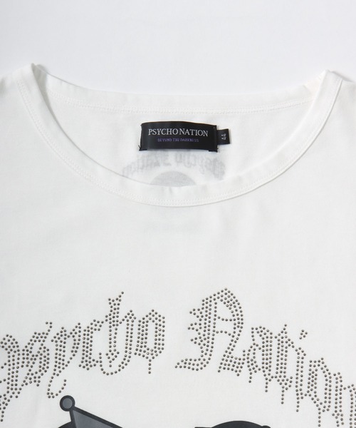 sanrio（サンリオ）の「クロミ 肩開き リボンストラップ ビッグTシャツ / ラインストーンロゴ オーバーサイズ ユニセックス（Tシャツ/カットソー・レディース・ホワイト/ブラック/ブラック系その他・44）」の12枚目の写真