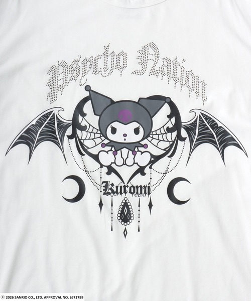 sanrio（サンリオ）の「クロミ 肩開き リボンストラップ ビッグTシャツ / ラインストーンロゴ オーバーサイズ ユニセックス（Tシャツ/カットソー・レディース・ホワイト/ブラック/ブラック系その他・44）」の13枚目の写真