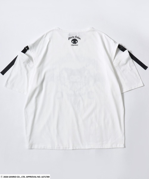 sanrio（サンリオ）の「クロミ 肩開き リボンストラップ ビッグTシャツ / ラインストーンロゴ オーバーサイズ ユニセックス（Tシャツ/カットソー・レディース・ホワイト/ブラック/ブラック系その他・44）」の5枚目の写真