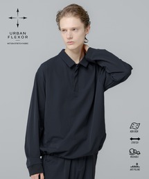 【セットアップ対応】 多機能素材ナイロン【URBAN FLEXOR】【防しわ、ストレッチ、ウォッシャブル、抗ピリング】 Essential Polo Shirt L/S