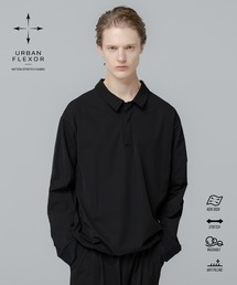【セットアップ対応】 多機能素材ナイロン【URBAN FLEXOR】【防しわ、ストレッチ、ウォッシャブル、抗ピリング】 Essential Polo Shirt L/S
