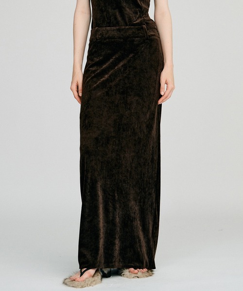 PRANK PROJECT(プランクプロジェクト)の「【2026Autumn Pre-Order】ベロアペンシルロングスカート / Velour Pencil Long Skirt(スカート・レディース・アイボリー/ブラウン/ブラック・38/36)」の3枚目の写真