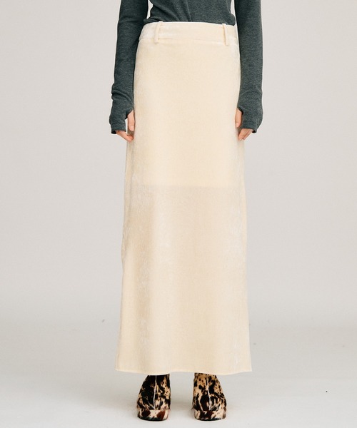 PRANK PROJECT(プランクプロジェクト)の「【2026Autumn Pre-Order】ベロアペンシルロングスカート / Velour Pencil Long Skirt(スカート・レディース・アイボリー/ブラウン/ブラック・38/36)」の2枚目の写真