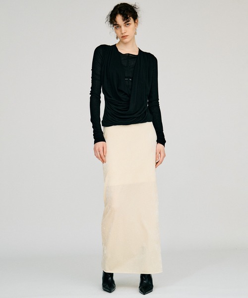 PRANK PROJECT(プランクプロジェクト)の「【2026Autumn Pre-Order】ベロアペンシルロングスカート / Velour Pencil Long Skirt(スカート・レディース・アイボリー/ブラウン/ブラック・38/36)」の5枚目の写真