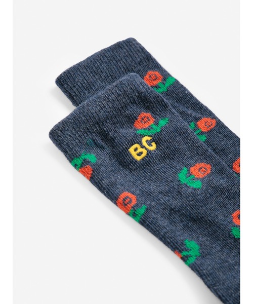 BOBO CHOSES(ボボショーズ)の「Stamp Bloom all over long socks(ソックス/靴下・キッズ・バイオレット・13cm/13-14cm)」の2枚目の写真