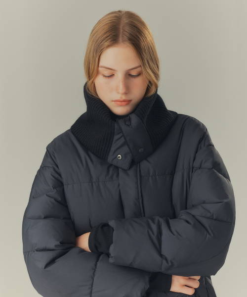 MIND BRIDGE WOMEN（マインドブリッジウーマン）の「[W][COUTURE]ニットカラー ハーフダウンジャケット MYDJ8271（ダウンジャケット/コート・レディース・ブラック・55/66）」の3枚目の写真
