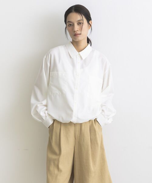 GARAGE OF GOOD CLOTHING(ガレージオブグッドクロージング)の「裾ドロストロングスリーブスクエアシャツ(シャツ/ブラウス・レディース・ベージュ/オフホワイト・FREE)」の5枚目の写真