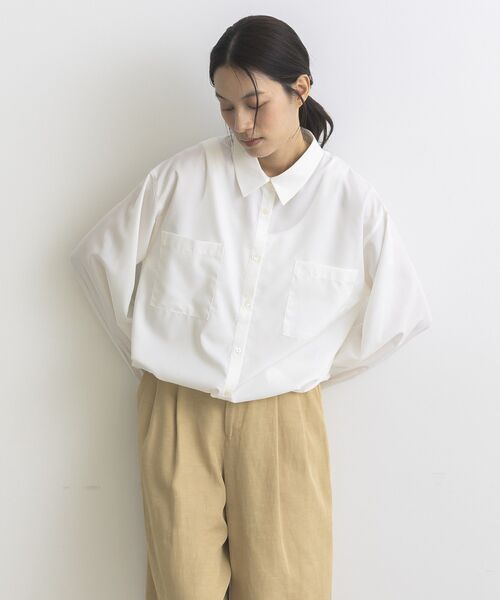 GARAGE OF GOOD CLOTHING(ガレージオブグッドクロージング)の「裾ドロストロングスリーブスクエアシャツ(シャツ/ブラウス・レディース・ベージュ/オフホワイト・FREE)」の6枚目の写真