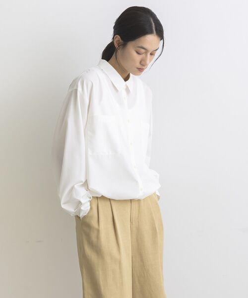 GARAGE OF GOOD CLOTHING(ガレージオブグッドクロージング)の「裾ドロストロングスリーブスクエアシャツ(シャツ/ブラウス・レディース・ベージュ/オフホワイト・FREE)」の9枚目の写真