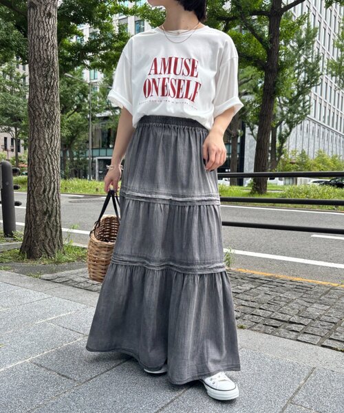 Jena espace merveilleux(ジェナ エスパスメルヴェイユ)の「シアーデニムティアードスカート(スカート・レディース・ブラック/ブルー・FREE)」の17枚目の写真