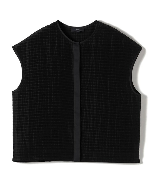 SHIPS(シップス)の「SHIPS Primary Navy Label:ラミー ピンタック フレンチスリーブ ブラウス(シャツ/ブラウス・レディース・オフホワイト/ブラック・ONE SIZE)」の2枚目の写真