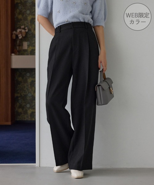 VIS(ビス)の「美easyウーリッシュワイドパンツ/WEB限定カラー・セットアップ対応(その他パンツ・レディース・グレー系その他/ブラック/グリーン系その他2/ネイビー/ダークブラウン・L/M/S/SS)」の2枚目の写真