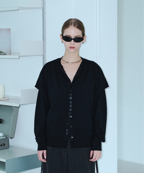 seyto(セイト)の「Asymmetry multi-button layered cardigan / アシメントリーマルチボタンカーディガン(カーディガン/ボレロ・メンズ・ブルー/ブラック/グレー・2/3)」の7枚目の写真