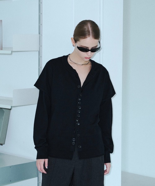 seyto(セイト)の「Asymmetry multi-button layered cardigan / アシメントリーマルチボタンカーディガン(カーディガン/ボレロ・メンズ・ブルー/ブラック/グレー・2/3)」の9枚目の写真