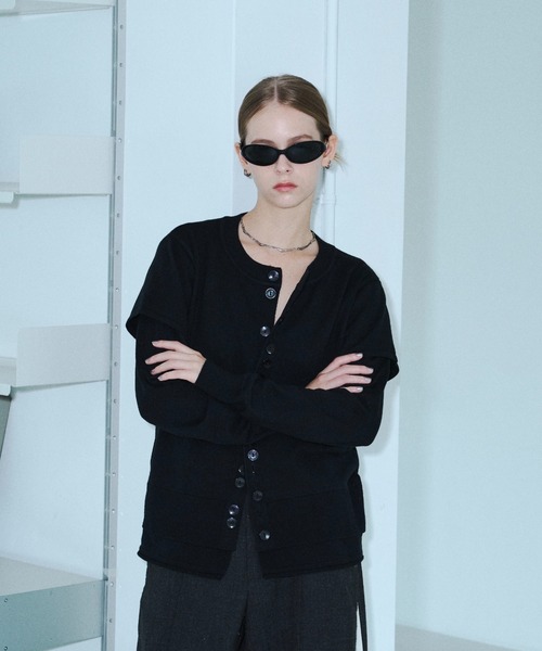 seyto(セイト)の「Asymmetry multi-button layered cardigan / アシメントリーマルチボタンカーディガン(カーディガン/ボレロ・メンズ・ブルー/ブラック/グレー・2/3)」の10枚目の写真
