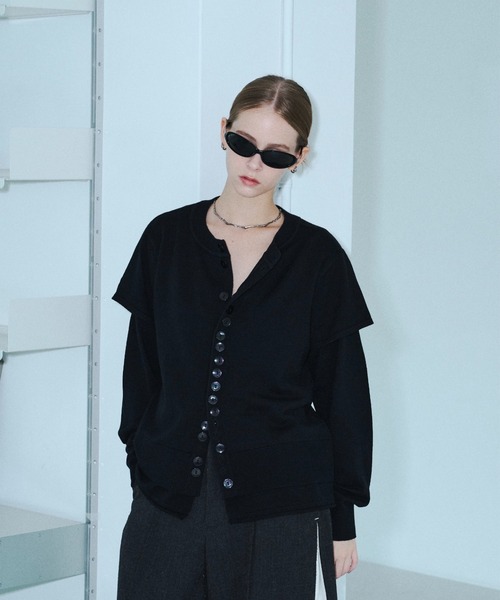 seyto(セイト)の「Asymmetry multi-button layered cardigan / アシメントリーマルチボタンカーディガン(カーディガン/ボレロ・メンズ・ブルー/ブラック/グレー・2/3)」の12枚目の写真
