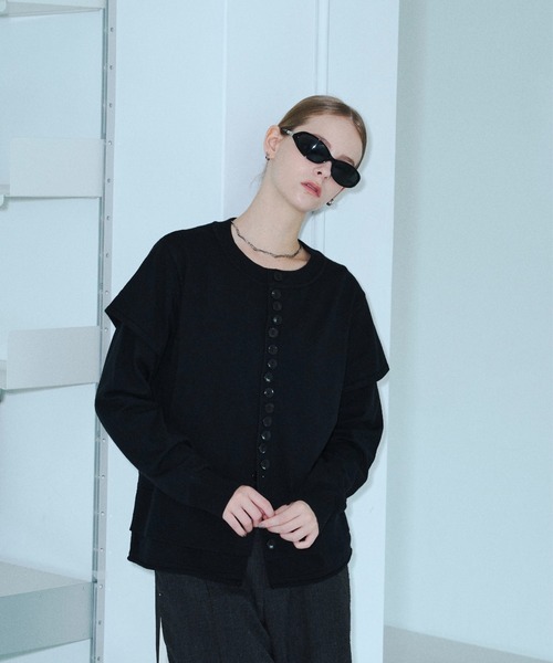 seyto(セイト)の「Asymmetry multi-button layered cardigan / アシメントリーマルチボタンカーディガン(カーディガン/ボレロ・メンズ・ブルー/ブラック/グレー・2/3)」の13枚目の写真