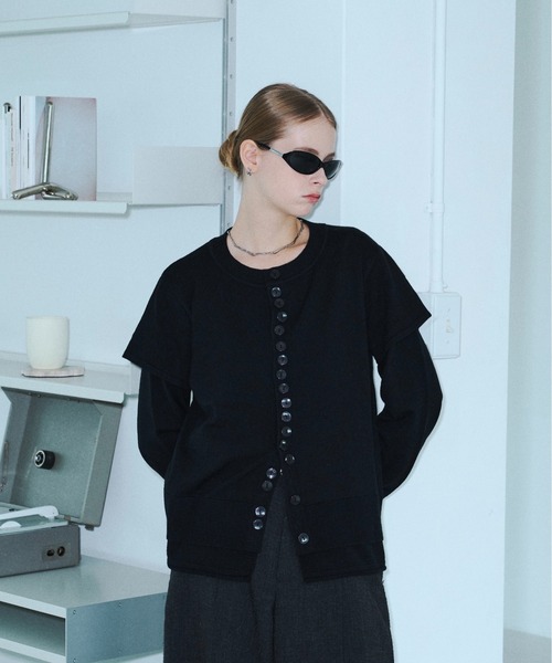 seyto(セイト)の「Asymmetry multi-button layered cardigan / アシメントリーマルチボタンカーディガン(カーディガン/ボレロ・メンズ・ブルー/ブラック/グレー・2/3)」の14枚目の写真
