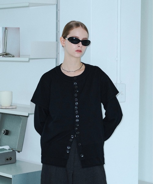 seyto(セイト)の「Asymmetry multi-button layered cardigan / アシメントリーマルチボタンカーディガン(カーディガン/ボレロ・メンズ・ブルー/ブラック/グレー・2/3)」の15枚目の写真