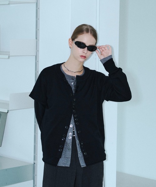 seyto(セイト)の「Asymmetry multi-button layered cardigan / アシメントリーマルチボタンカーディガン(カーディガン/ボレロ・メンズ・ブルー/ブラック/グレー・2/3)」の5枚目の写真
