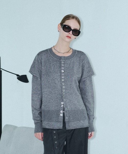 seyto(セイト)の「Asymmetry multi-button layered cardigan / アシメントリーマルチボタンカーディガン(カーディガン/ボレロ・メンズ・ブルー/ブラック/グレー・2/3)」の21枚目の写真