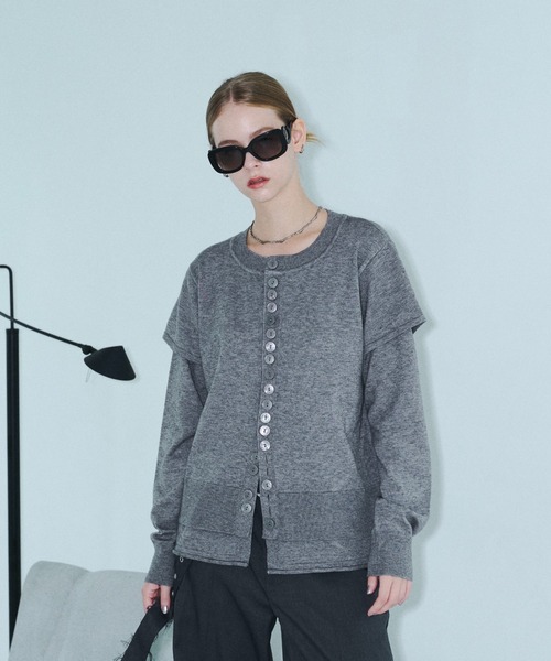 seyto(セイト)の「Asymmetry multi-button layered cardigan / アシメントリーマルチボタンカーディガン(カーディガン/ボレロ・メンズ・ブルー/ブラック/グレー・2/3)」の22枚目の写真