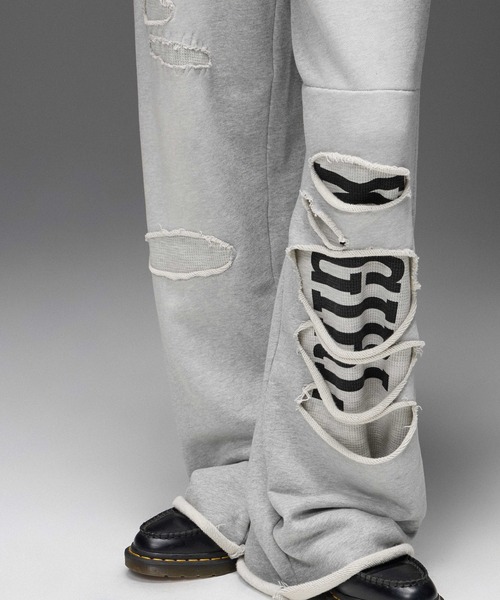 X-girl(エックスガール)の「LAYERED DISTRESSED SWEATPANTS(スウェットパンツ・レディース・アッシュ/ブラック・S/M)」の7枚目の写真