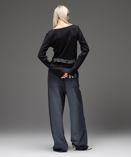 X-girl(エックスガール)の「LAYERED DISTRESSED SWEATPANTS(スウェットパンツ・レディース・アッシュ/ブラック・S/M)」の11枚目の写真