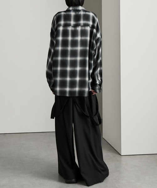 cussil（クシル）の「【cussil/クシル】シアーオンブレチェックルーズ レギュラーカラー長袖シャツ（シャツ/ブラウス・メンズ・ブラック・S/M/L）」の10枚目の写真