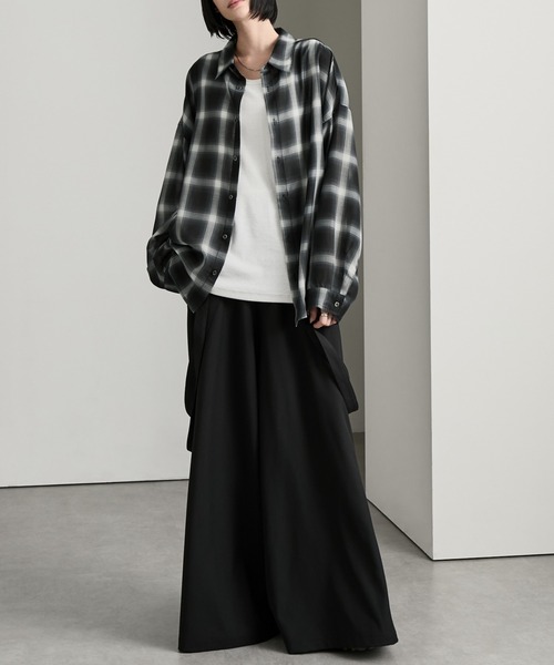 cussil（クシル）の「【cussil/クシル】シアーオンブレチェックルーズ レギュラーカラー長袖シャツ（シャツ/ブラウス・メンズ・ブラック・S/M/L）」の13枚目の写真