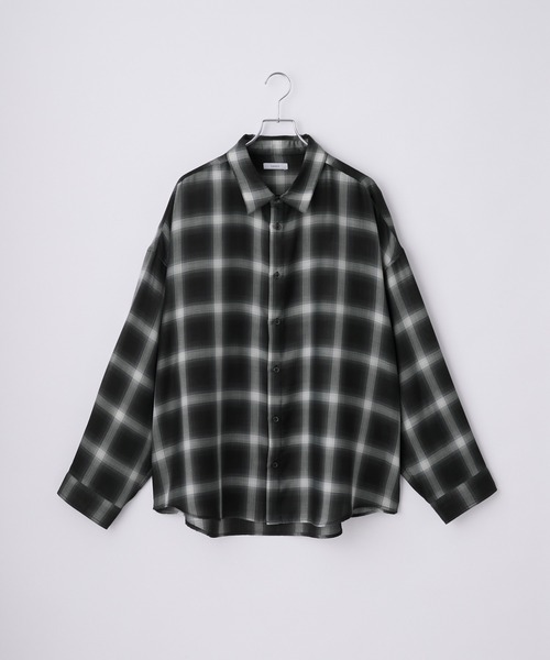 cussil（クシル）の「【cussil/クシル】シアーオンブレチェックルーズ レギュラーカラー長袖シャツ（シャツ/ブラウス・メンズ・ブラック・S/M/L）」の14枚目の写真