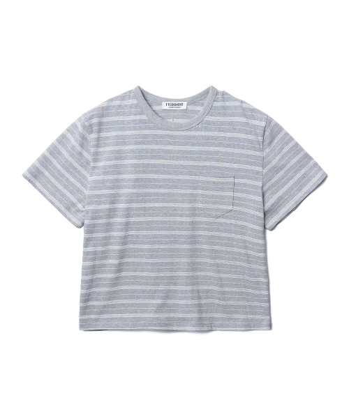 TTUDEMENT(トュードメント)の「50s EMBROIDERED STRIPED SEMI OVER FIT T-SHIRT_MELANGE GREY(Tシャツ/カットソー・レディース・その他・SMALL/MEDIUM)」の2枚目の写真
