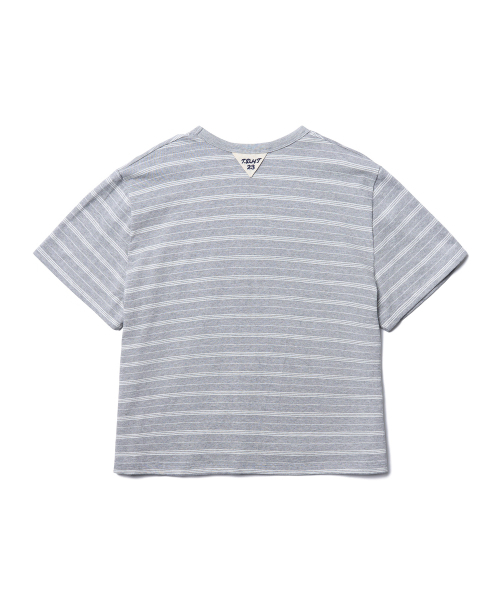 TTUDEMENT(トュードメント)の「50s EMBROIDERED STRIPED SEMI OVER FIT T-SHIRT_MELANGE GREY(Tシャツ/カットソー・レディース・その他・SMALL/MEDIUM)」の3枚目の写真