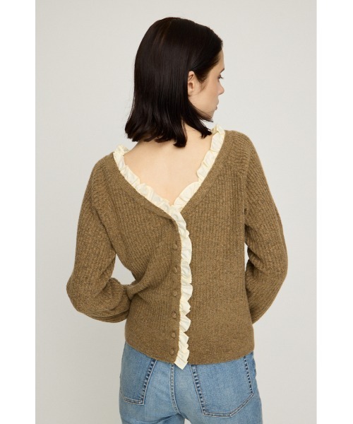 SLY(スライ)の「MANYWAY FRILLED KNIT TOPS メニーウェイフリルニットトップス 秋服 冬服(ニット/セーター・レディース・ブラック/ベージュ/チャコールグレー/アイボリー・FREE)」の4枚目の写真