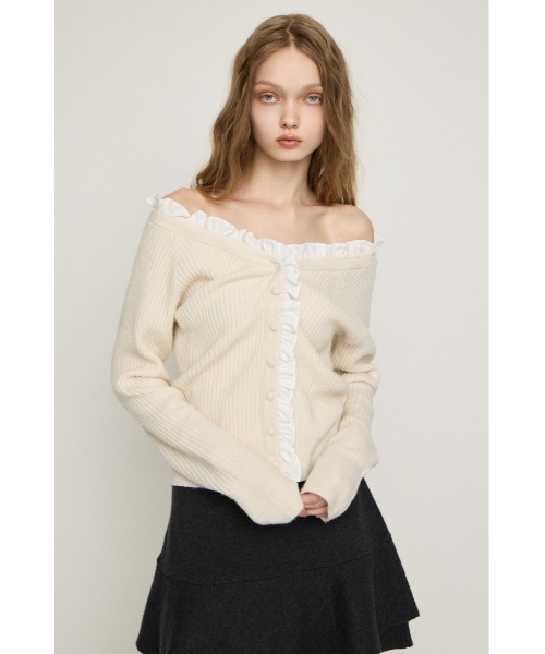 SLY(スライ)の「MANYWAY FRILLED KNIT TOPS メニーウェイフリルニットトップス 秋服 冬服(ニット/セーター・レディース・ブラック/ベージュ/チャコールグレー/アイボリー・FREE)」の1枚目の写真