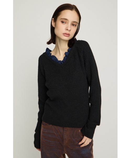 SLY(スライ)の「MANYWAY FRILLED KNIT TOPS メニーウェイフリルニットトップス 秋服 冬服(ニット/セーター・レディース・ブラック/ベージュ/チャコールグレー/アイボリー・FREE)」の2枚目の写真