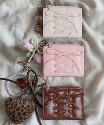 FREE STYLISTS（フリー スタイリスト）の「リボン レザー シンプル チェーン付き 多カードポケット 二つ折り カードケース 財布（財布）」