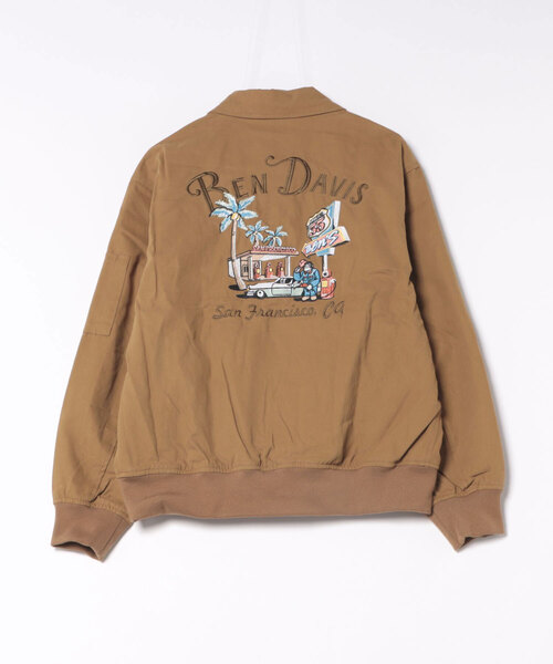 BEN DAVIS(ベンデイビス)の「【BEN DAVIS/ベンデイビス】【レトロな刺繍デザインが目を引く、重厚感のあるワーク仕様ジャケット】コットンダックスーベニアジャケット 綿100% タフ 耐久性 アウター モード アメカジ ストリート ユニセックス(ブルゾン・メンズ・ブラック/ベージュ・MEDIUM/LARGE/X-LARGE)」の4枚目の写真